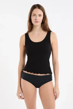 ETAM Cuello Redondo|Tops Sin Mangas|Camiseta sin mangas con sujetador integrado NEGRO
