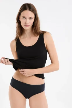 ETAM Cuello Redondo|Tops Sin Mangas|Camiseta sin mangas con sujetador integrado NEGRO