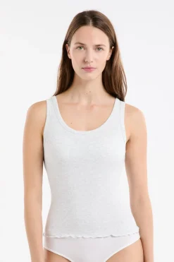 ETAM Cuello Redondo|Tops Sin Mangas|Camiseta sin mangas con sujetador integrado GRIS CLARO