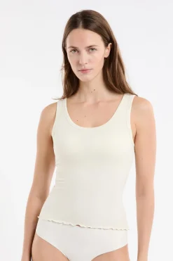 ETAM Cuello Redondo|Tops Sin Mangas|Camiseta sin mangas con sujetador integrado crudo