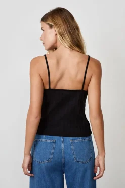 ETAM Cuello En V|Tops Sin Mangas|Camiseta sin mangas de algodón con tirantes finos NEGRO