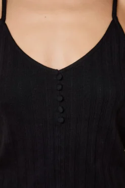 ETAM Cuello En V|Tops Sin Mangas|Camiseta sin mangas de algodón con tirantes finos NEGRO