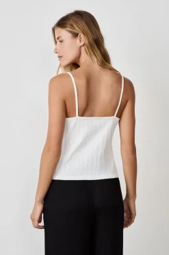 ETAM Cuello En V|Tops Sin Mangas|Camiseta sin mangas de algodón con tirantes finos BLANCO
