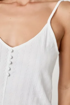 ETAM Cuello En V|Tops Sin Mangas|Camiseta sin mangas de algodón con tirantes finos BLANCO