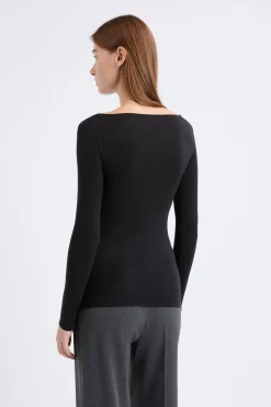 ETAM Manga Larga|Colección Térmica|Camiseta térmica con cuello barco NEGRO