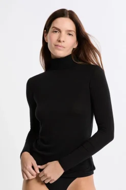 ETAM Cuello Alto|Colección Térmica|Camiseta térmica de cuello alto con cashmere NEGRO