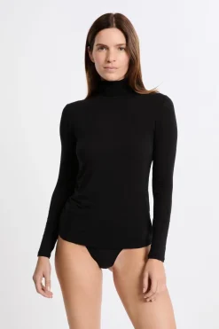ETAM Cuello Alto|Colección Térmica|Camiseta térmica de cuello alto con cashmere NEGRO