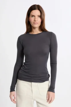 ETAM Colección Térmica|Pijamas Esenciales|Camiseta térmica de cuello redondo con lana ANTRACITA