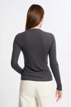 ETAM Colección Térmica|Pijamas Esenciales|Camiseta térmica de cuello redondo con lana ANTRACITA