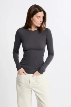 ETAM Colección Térmica|Pijamas Esenciales|Camiseta térmica de cuello redondo con lana ANTRACITA