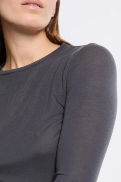ETAM Colección Térmica|Pijamas Esenciales|Camiseta térmica de cuello redondo con lana ANTRACITA