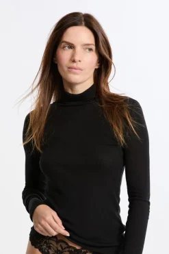 ETAM Cuello Alto|Colección Térmica|Camiseta térmica de cuello alto con lana NEGRO