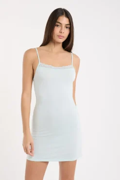 ETAM Los Pijamas Más Responsables|Pijamas Esenciales|Camisón con detalles de encaje AZUL VERDOSO