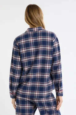 ETAM Los Pijamas Más Responsables|Partes De Arriba De Pijama|Camisón de algodón a cuadros marino