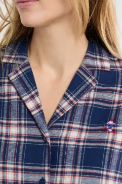 ETAM Los Pijamas Más Responsables|Partes De Arriba De Pijama|Camisón de algodón a cuadros marino