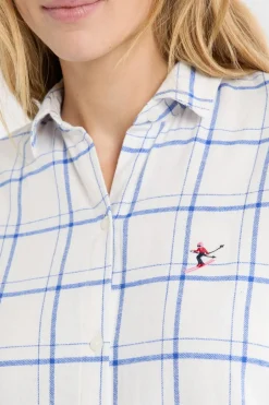ETAM Los Pijamas Más Responsables|Camisones Con Manga|Camisón de algodón a cuadros AZUL