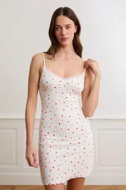 ETAM Los Pijamas Más Responsables|Camisones De Tirantes|Camisón de algodón con estampado de corazones IMP FD crudo