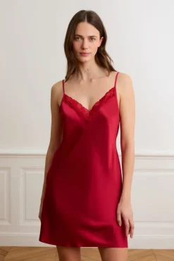 ETAM Pijamas De Seda|Camisones De Tirantes|Camisón de seda CARDINAL