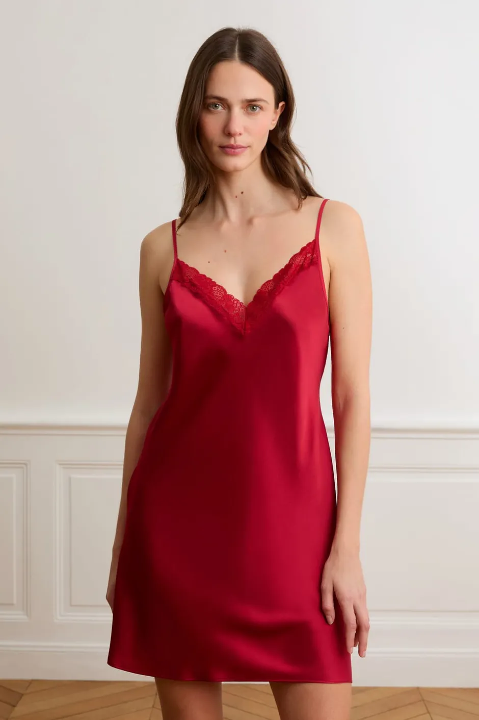 ETAM Pijamas De Seda|Camisones De Tirantes|Camisón de seda CARDINAL
