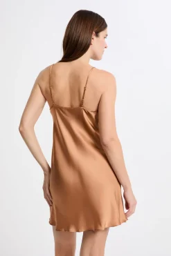 ETAM Pijamas De Seda|Camisones De Tirantes|Camisón de seda con detalles de encaje ARENA