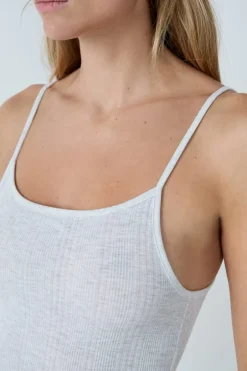 ETAM Homewear|Pijamas Para Novias|Camisón largo de algodón acanalado con tirantes finos GRIS