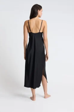 ETAM Camisones De Tirantes|Los Pijamas Más Responsables|Camisón largo de satén NEGRO