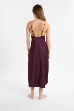 ETAM Camisones De Tirantes|Camisón largo de satén morado