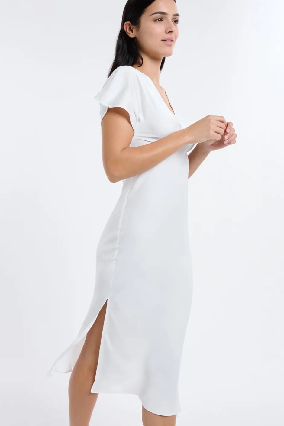 ETAM Los Pijamas Más Responsables|Pijamas Para Novias|Camisón largo satinado BLANCO