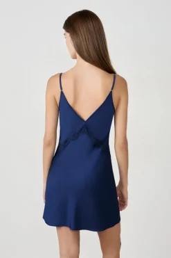 ETAM Camisones De Tirantes|Los Pijamas Más Responsables|Camisón satinado AZUL MARINO