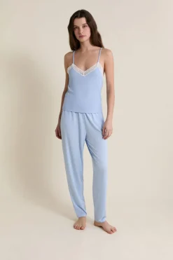 ETAM Los Pijamas Más Responsables|Partes De Arriba De Pijama|Caraco avec détails dentelle BLEU AZUR