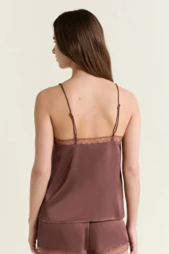 ETAM Los Pijamas Más Responsables|Partes De Arriba De Pijama|Caraco satiné CHOCOLAT