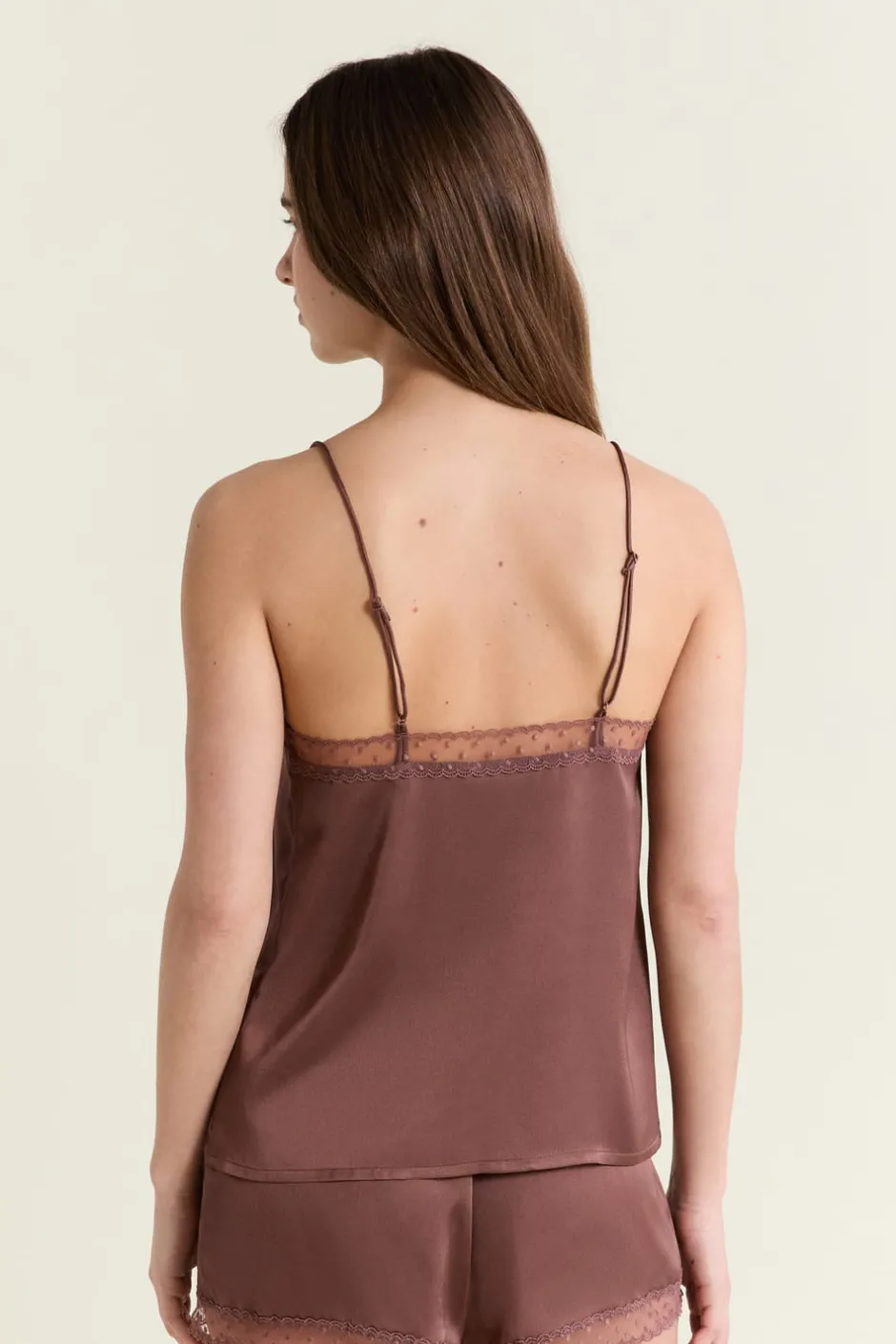 ETAM Los Pijamas Más Responsables|Partes De Arriba De Pijama|Caraco satiné CHOCOLAT