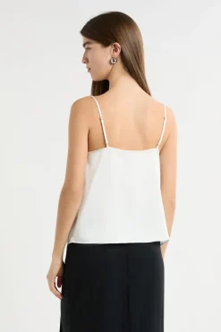 ETAM Tops Sin Mangas|Caraco satiné à fines bretelles BLANC