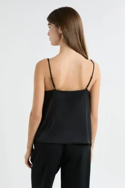 ETAM Tops Sin Mangas|Caraco satiné à fines bretelles NOIR