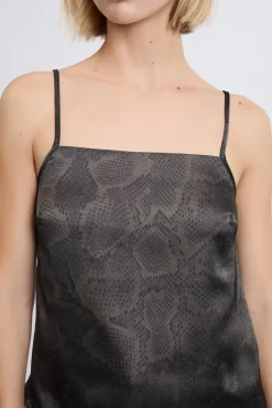 ETAM Estampadas|Tops Sin Mangas|Caraco satiné à fines bretelles imprimé serpent IMP FD BRIQUE