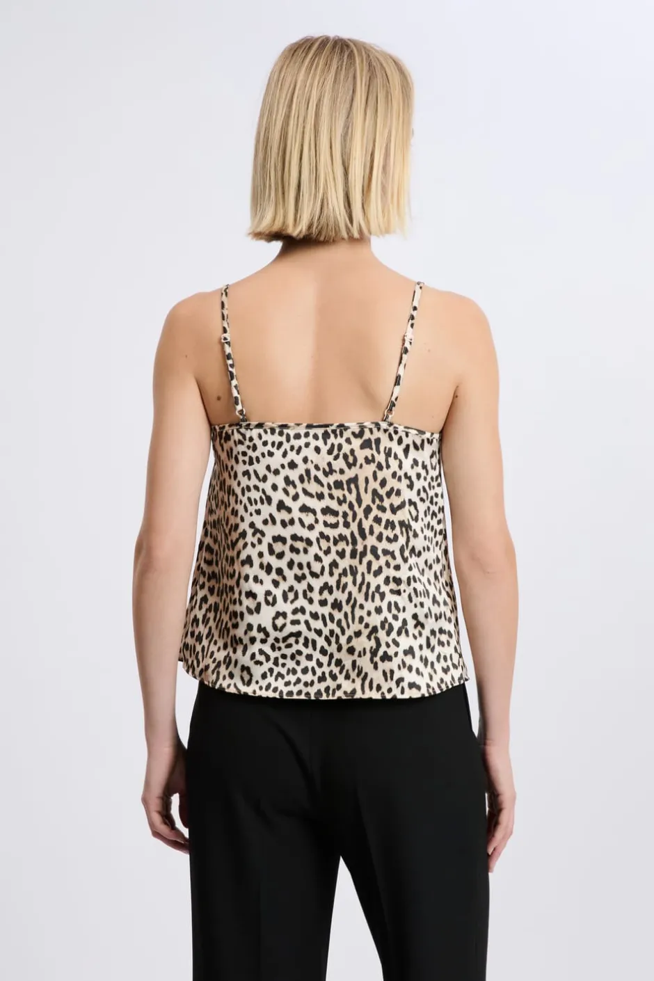 ETAM Estampadas|Tops Sin Mangas|Caraco satiné à fines bretelles imprimé léopard IMP FD ECRU