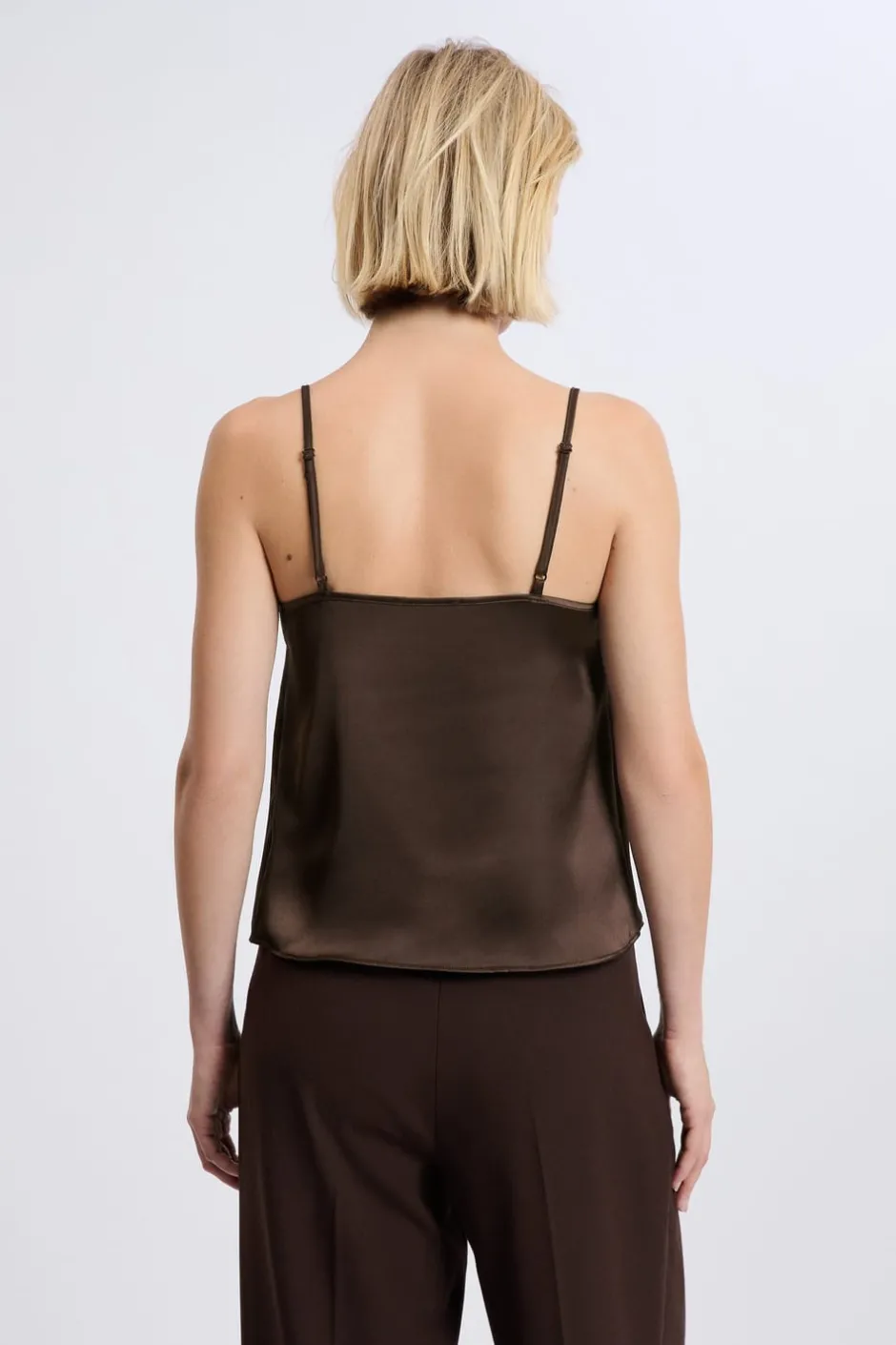 ETAM Tops Sin Mangas|Caraco satiné à fines bretelles MARRON