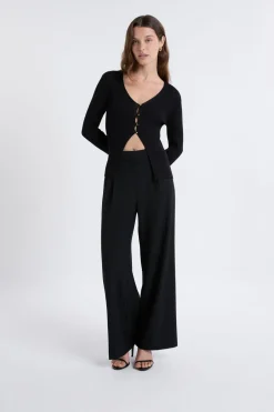 ETAM Cuello En V|Chaquetas|Cardigan irisé avec boutons dorés NOIR