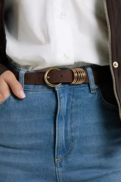 ETAM Cinturones|Ceinture en cuir MARRON