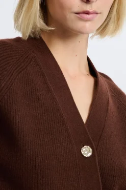 ETAM Cuello En V|Chaquetas|Chaleco de manga larga CHOCOLATE