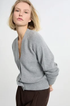 ETAM Cuello En V|Chaquetas|Chaleco de manga larga GRIS