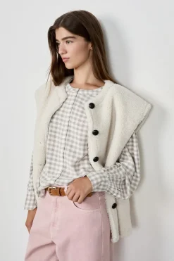 ETAM Chaquetas Sin Mangas|Chaleco de pelo sintético CRUDO