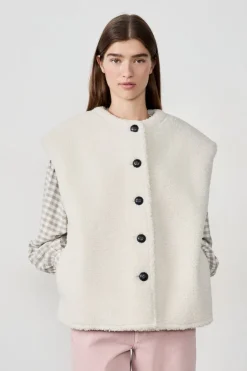 ETAM Chaquetas Sin Mangas|Chaleco de pelo sintético CRUDO