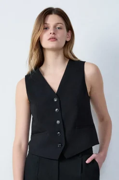 ETAM Chaquetas Sin Mangas|Básicos|Chaleco de traje NEGRO