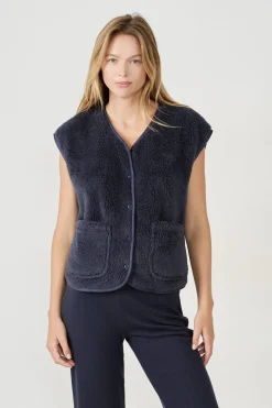 ETAM Pijamas Calentitos|Ponchos, Sudaderas Y Chaquetas|Chaleco sin mangas AZUL NOCHE
