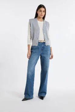 ETAM Chaquetas Sin Mangas|Sin Mangas|Chaleco sin mangas abotonado GRIS