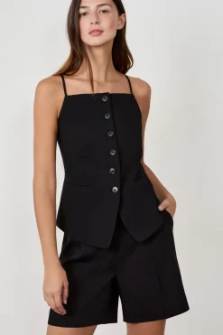 ETAM Chaquetas Sin Mangas|Sin Mangas|Chaleco sin mangas con botones NEGRO