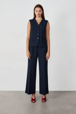 ETAM Chaquetas Sin Mangas|Rayas Marineras|Chaleco sin mangas con botones AZUL MARINO