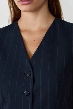 ETAM Chaquetas Sin Mangas|Rayas Marineras|Chaleco sin mangas con botones AZUL MARINO