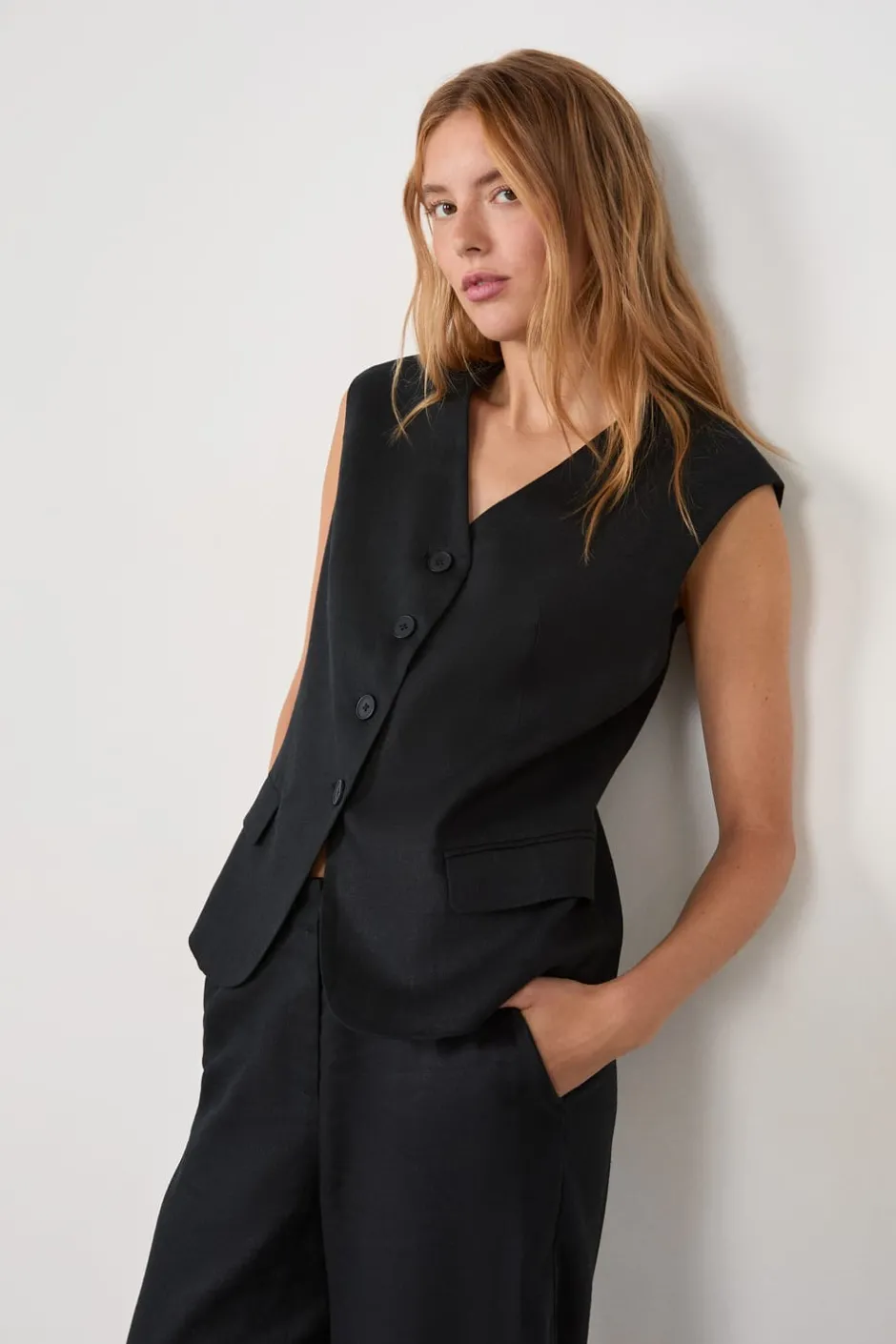 ETAM Chaquetas Sin Mangas|Sin Mangas|Chaleco sin mangas con botones NEGRO